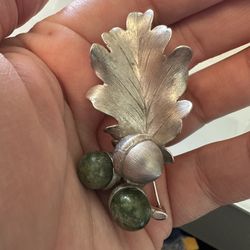 Sterling Silver Jadeite Rock Brooch