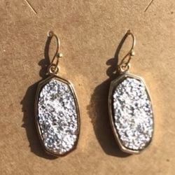 Silver Crusted Drop Earrings