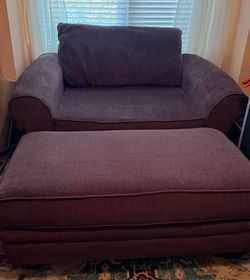 Eggplant Purple Love Seat with ottoman