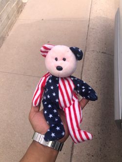 Rare pink spangle the bear beanie baby.