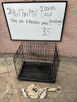 Black Wire Dog Crate 2-Door 24x17x19