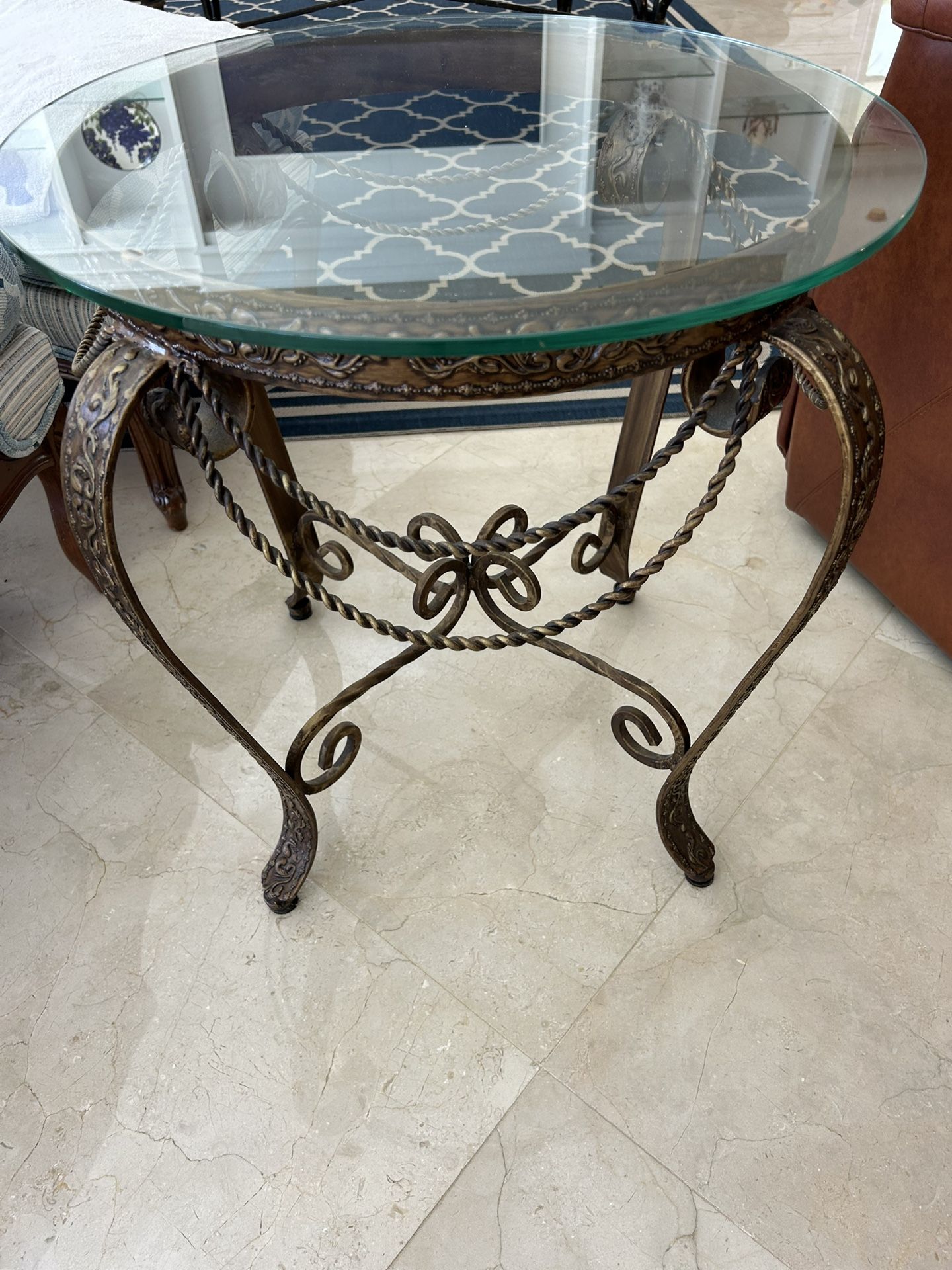 Metal & Glass Round End Table