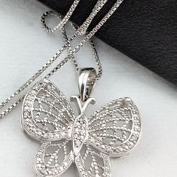 Butterfly Necklace, Sterling Silver 925 Butterfly Pendan Necklace 