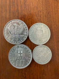 Greece Drachmas Coin Lot - 4 Greek Coins - Collectors Coin Set