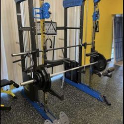 All Brand New Multifunctional Smith Machine Combo With Fully Adjustable Bench And Olympic Weight Set 