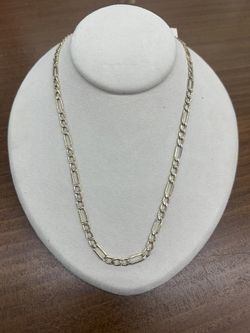 14k 2 Tone fígaro Chain