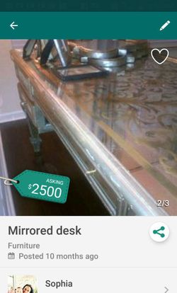 Mirrored desk w. Gold scroll