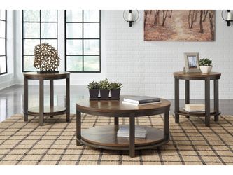 Roybeck Light Brown/Bronze Coffee Table Set (Set of 3)