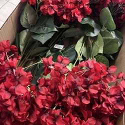 Red Artificial Hydrangeas