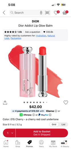 Dior Addict Lip Glow Balm in Color 015 - Cherry
