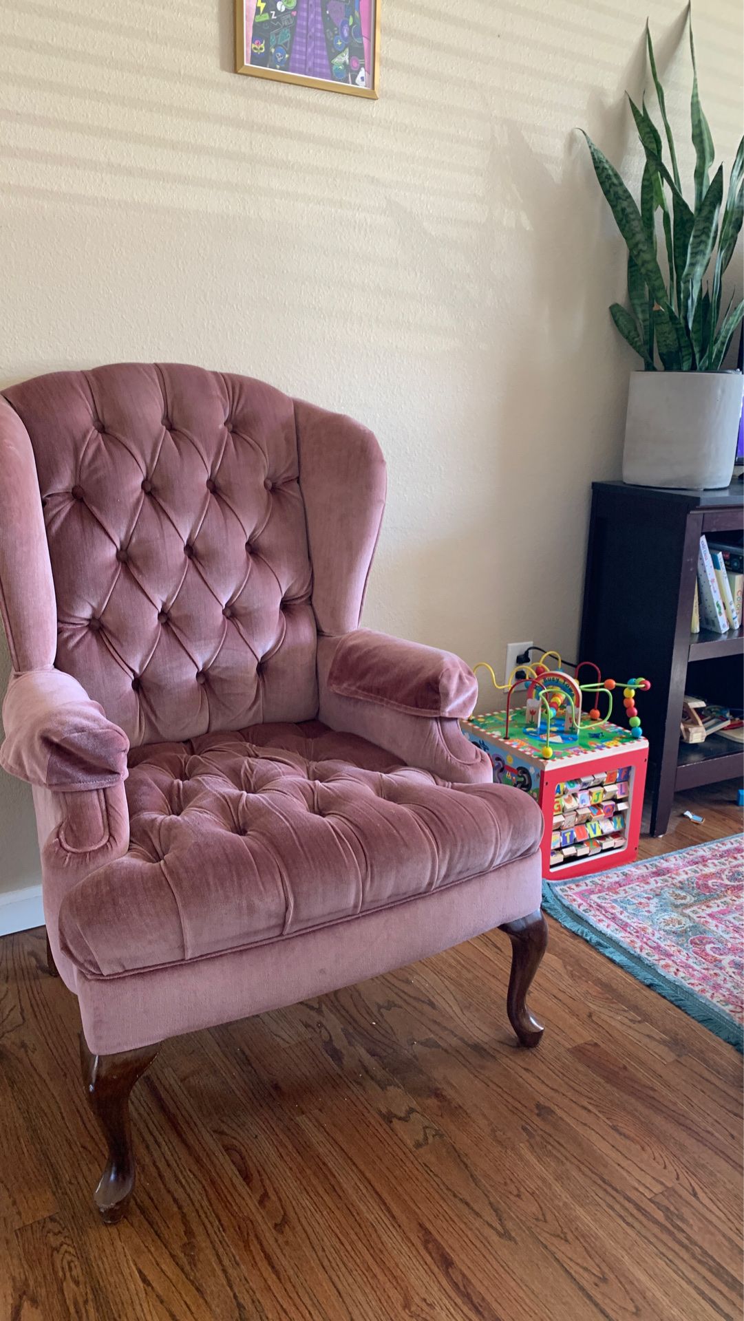 Vintage Light Pink Velvet Chair
