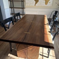 Live Edge Wood Dining Table And 4 Chairs 72in Table