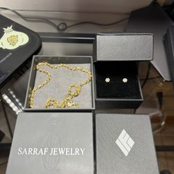 Diamond Cut Rope Chain And IfandCo Earrings 