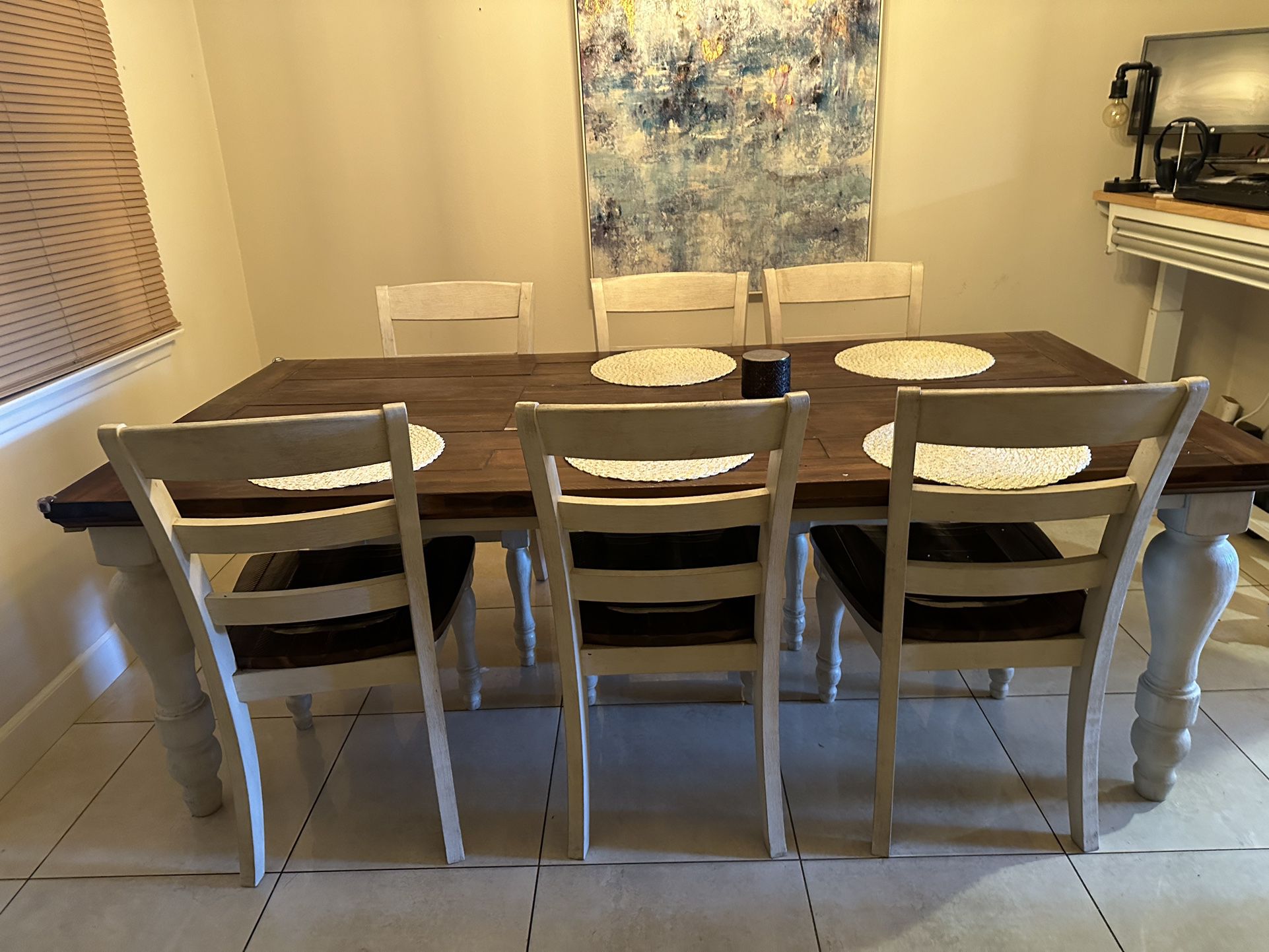 Large Rectangular Wooden Table For 6 