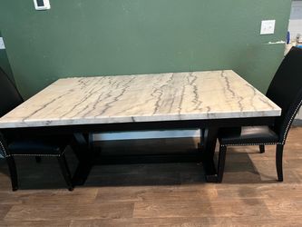 Sectional couches and marble table of 4
