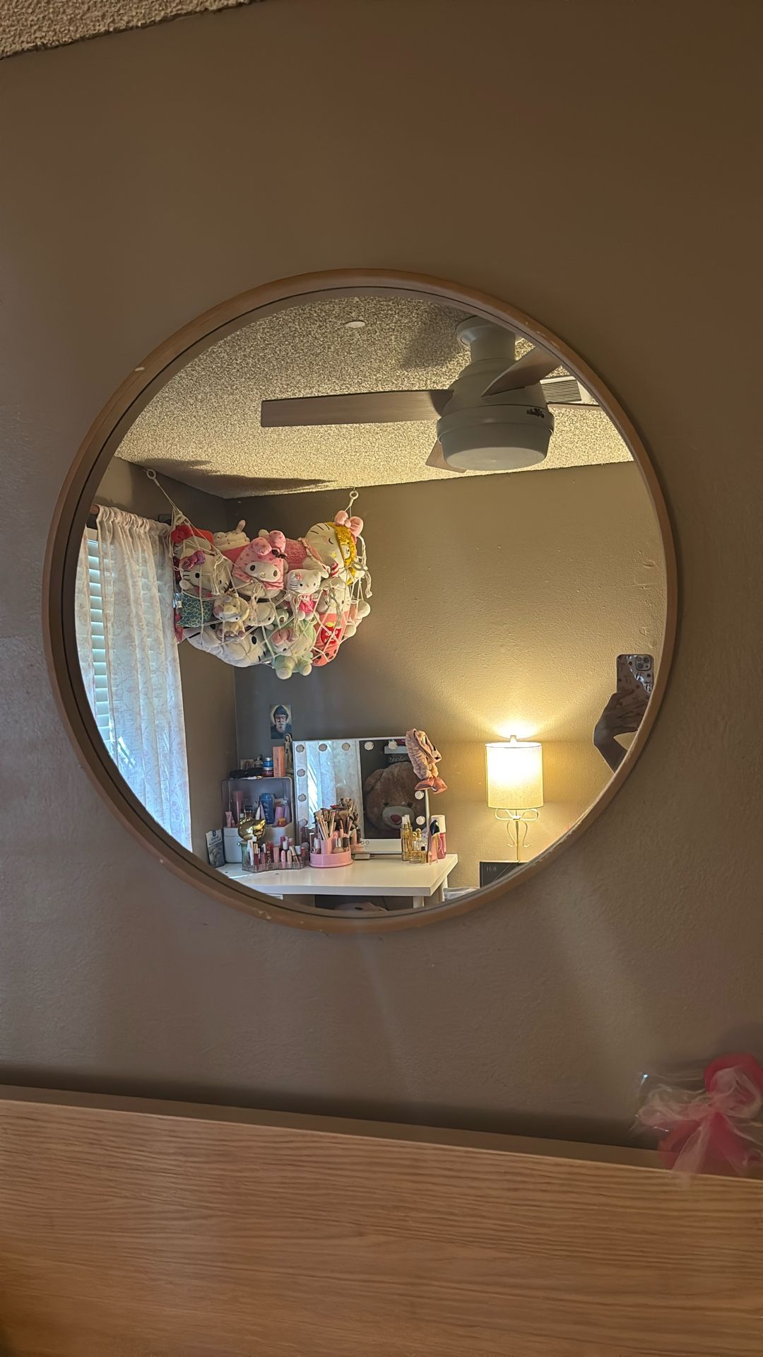 30" Round Wood Framed Wall Mirror Natural - Hearth & Hand™ with Magnolia: Bathroom, Circular, No Assembly Required