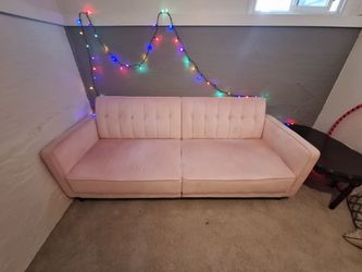 Pink Velvet Sofa-Bed