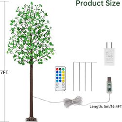 7FT LED Lighted Eucalyptus Tree – 170 Lights, Remote Control, 8 Modes