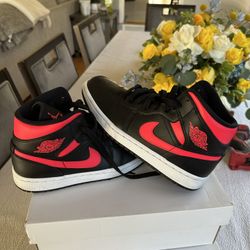 Women’s Air Jordan 1 Mid Black/Siren Red-White