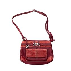 Brighton Buxton Love Red Recon Pebbled Leather Carry On Shoulder Bag