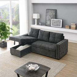 Sofa bed , Velvet Sleeper Sofa Sectional Sofa Bed with Storage