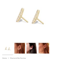 Maya Brenner Diamond Bar Earrings 14k Gold