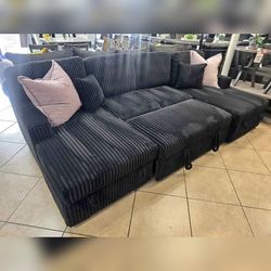 Black Pull out sofa bed sleper sofa with Jumbo corduroy fabric 