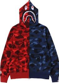 BAPE Color Camo Shark Full Zip Hoodie 'Red/Navy'