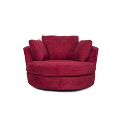 60% OFF ‼️ 54" Wide Fully Assembled Round Swivel Barrel Chair - Red