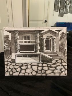 Malibu house landscape painting