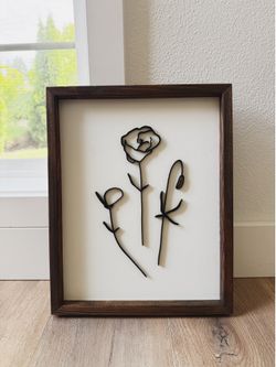 🌿 Modern Botanical Framed Wall Art | Minimalist Wood Floral Decor