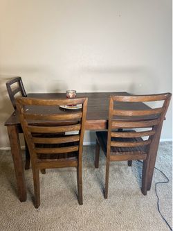 Solid Wood Dining Table with 6 Chairs