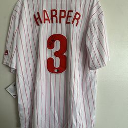BRYCE HARPER SIGNED PHILADELPHIA PHILLIES AUTOGRAPHED MAJESTI JERSEY W/COA XL858