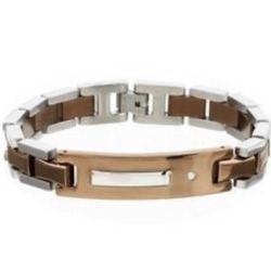 Chocolate & Stainless Steel Engraveable bracelet 