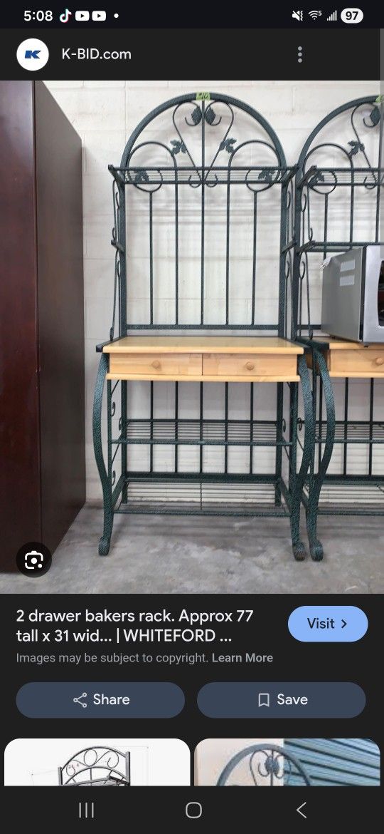 Bakers Rack With 2 Drawers