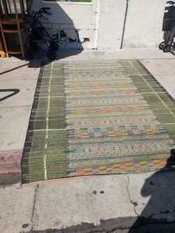 Liora Manne Marina 6.5-ft x 9.33-ft Polypropylene Green Rectangular Indoor, Outdoor Stripe Bohemian/Eclectic Spot Clean Only Area rug