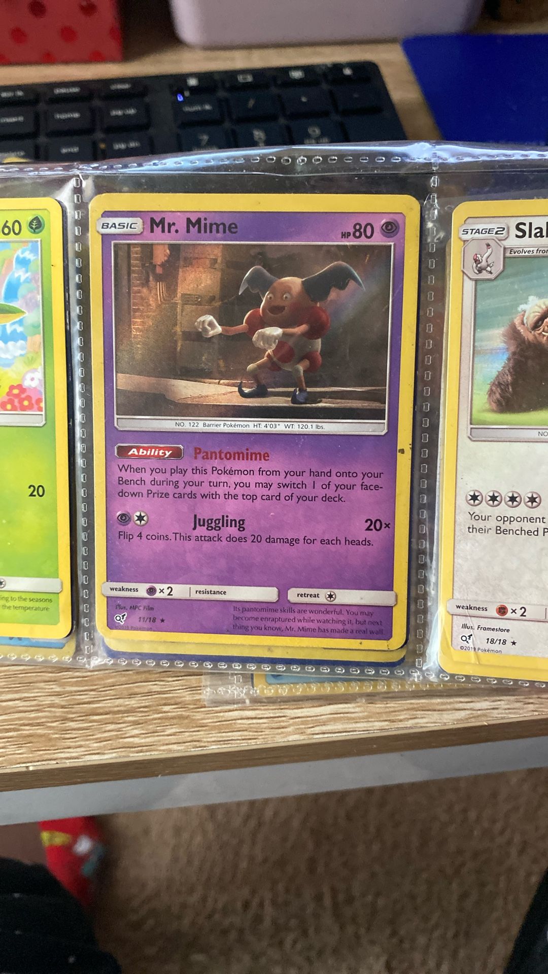 Mr. Mime Pokémon card from the Detective Pikachu set.