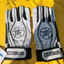 Brand New Elite Custom Baseball Batting Gloves Genuine Leather White Black Men Size Medium, Large XL