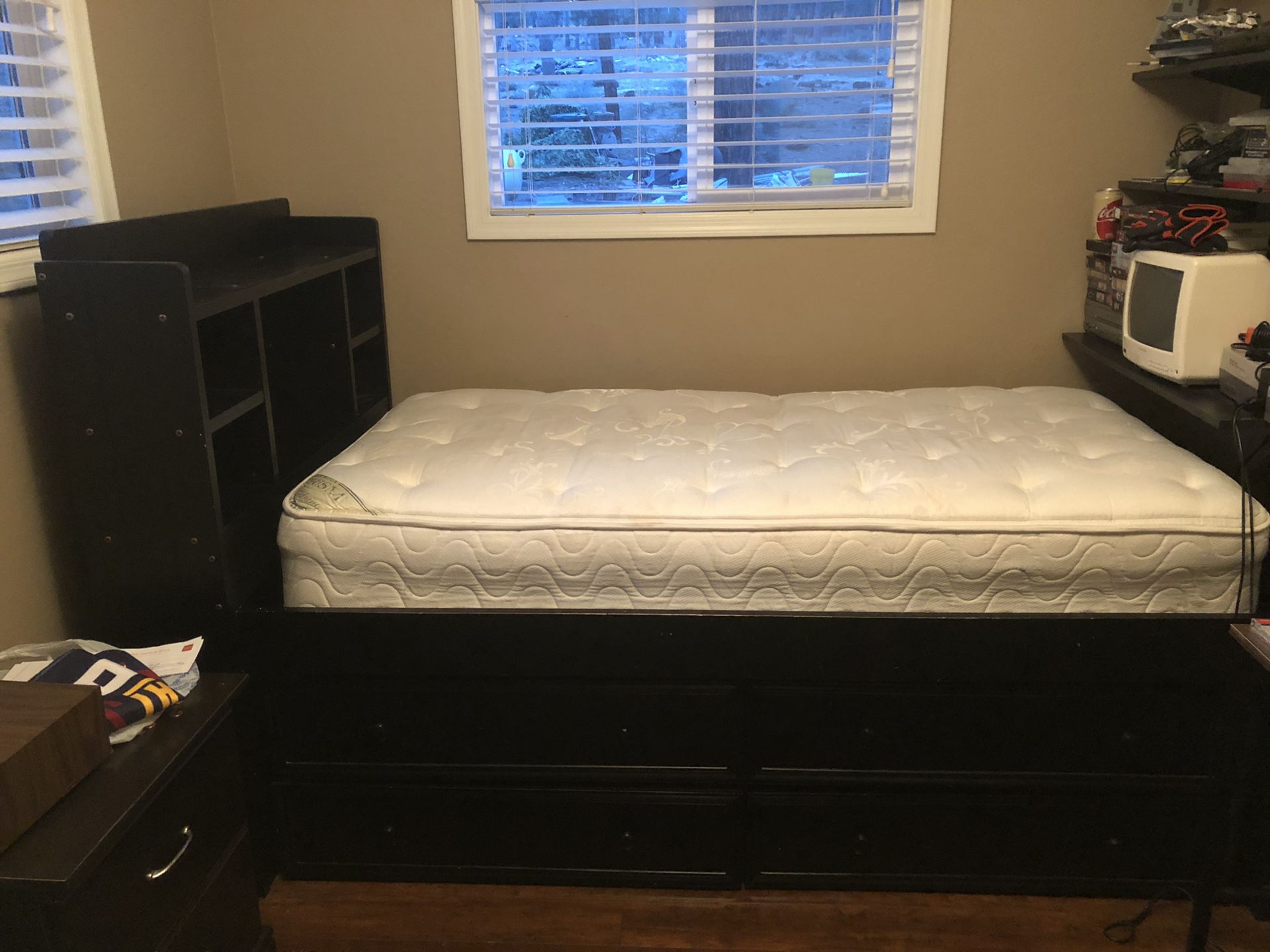 Twin captain bed with mattress