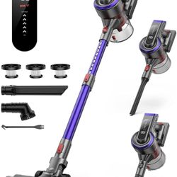 Cordless Vacuum Cleaner, 450W 38Kpa 55min Vacuum Cleaners for Home with Detachable Battery, Stick Vacuum with Touch Display, Handheld Vacuums for Hard