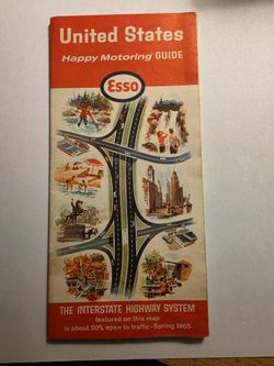 Vintage Original United States ESSO PAPER ROAD MAP