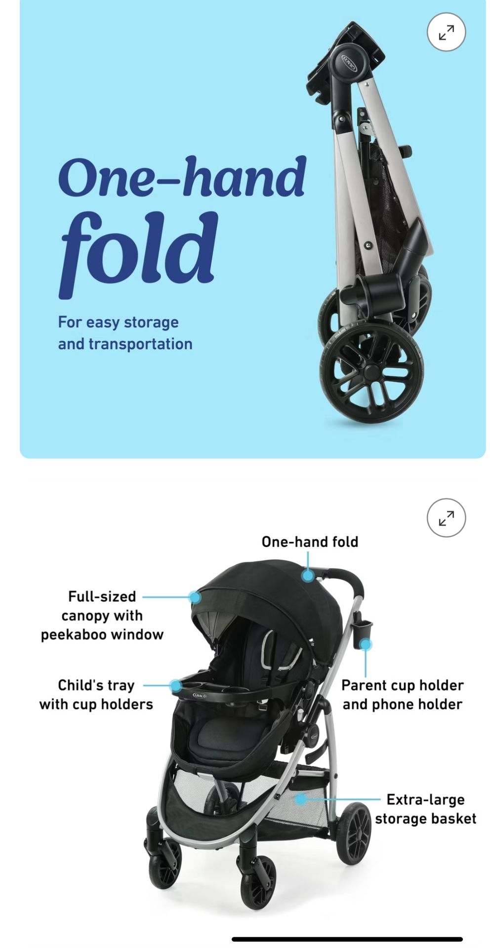 Graco 3 in 1 Pramette Strollers Pierce No Car Seat compatible with: All Graco infant car seats
