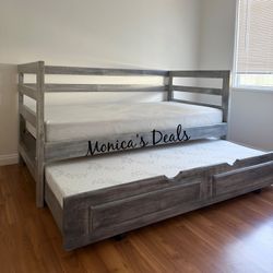Twin Solid Wood Daybed With Twin Trundle And Both Mattresses $600