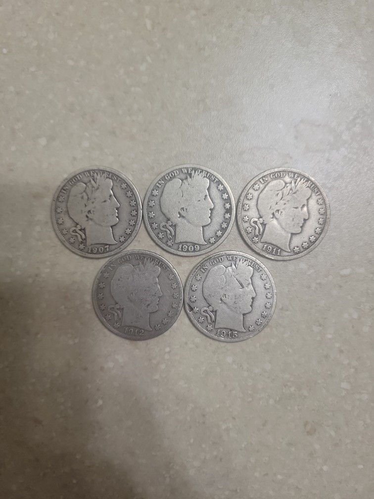 Barber Head Half Silver Dollars 