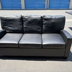 Black Faux Leather Sofa 