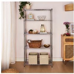 Amazon Basics 5-Shelf Adjustable Heavy Duty Steel Wire Rack, Chrome