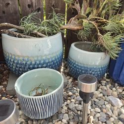 Set Vibrant Blue Ceramic Pot 