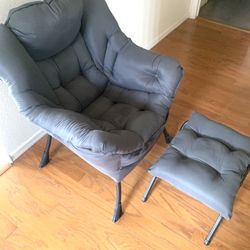 GRAY CHAIR WITH FOOTSTOOL / BRAND NEW 
