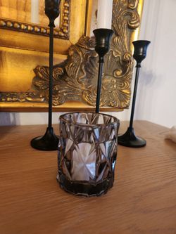30 Black smoked tea lights from CB2 with white tea lights
