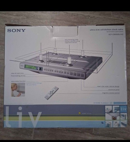 Sony ICF-CD553 Liv2 Ultra Slim CD Kitchen Clock Radio